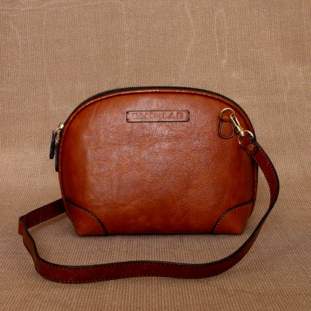 Handmade Caramel Crunch Sling Bag Leather Stunning